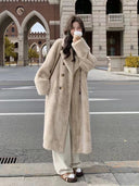 Mink Fur Coat for Women, Extended Version, Thickened, Suit Collar, Eco-Friendly Fur, 2025 Winter New Style, Fur Integrated Coat