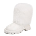Girls' foreign trade leather boots 2024 autumn and winter new fashion western style mid-tube boots Mao Mao mouth soft bottom chimney boots fashion boots