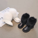 Girls' foreign trade leather boots 2024 autumn and winter new fashion western style mid-tube boots Mao Mao mouth soft bottom chimney boots fashion boots