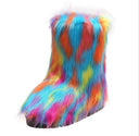 Amazon foreign trade large size European and American winter new boots artificial plush fur mid-barrel imitation fox fur snow boots
