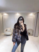 Purple Mink Stand-Up Collar Fur Coat for Women 2025 New Style Loose Slimming Faux Fur Spring Warm Short Coat Fox Fur