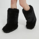 Cross-Border European and American Style High Boots for Women, Winter Warm Snow Boots, Thickened Non-Slip Shibuya Furry Mid-Calf Boots, Unique and Fashionable