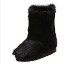Amazon foreign trade large size European and American winter new boots artificial plush fur mid-barrel imitation fox fur snow boots