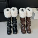 25 Autumn and Winter Sexy Style Round Toe Thick Heel Knight Boots Thick Sole Fleece-Lined Fashionable Warm Snow Boots for Women