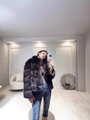 Purple Mink Stand-Up Collar Fur Coat for Women 2025 New Style Loose Slimming Faux Fur Spring Warm Short Coat Fox Fur
