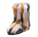 Amazon foreign trade large size European and American winter new boots artificial plush fur mid-barrel imitation fox fur snow boots