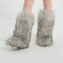 Cross-Border European and American Style High Boots for Women, Winter Warm Snow Boots, Thickened Non-Slip Shibuya Furry Mid-Calf Boots, Unique and Fashionable