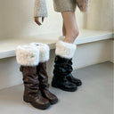 25 Autumn and Winter Sexy Style Round Toe Thick Heel Knight Boots Thick Sole Fleece-Lined Fashionable Warm Snow Boots for Women