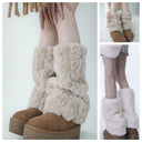 Women's Faux Fur Leg Warmers Fall Winter Warm Soft Foot Cover Boot Cuffs Party Costume Accessory