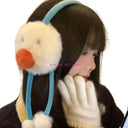 49ME Furry Plush Cartoon Earmuffs for Cold Weather Outdoor Winter Activity Ear Cover Snowman Ear Protectors for Student