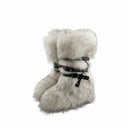 Women's Faux Fur Snow Boots with Side Zipper, Comfortable Warm Booties for Winter Outdoor, Trendy Fashionable Long Footwear