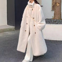 Women Faux Fur Long Coats Jackets Stand Collar Coat Thick Warm Y2k Streetwear Jacket Elegant Work Casual Outerwear Autumn Winter
