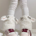 Faux Fur Plush Cute Girls Reindeer Leg Warmers Kawaii Furry Boots Socks Cover Gothic Punk  High Boots Socks Performance Costume