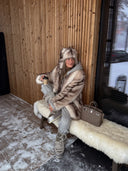 Women Chic Vibes Stylish Faux Fur Coat in White Stripes Fashion Iconic Plush Outwear Outfit Inspiration for Cozy Nights Out