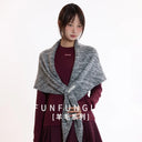 French Retro Floral Perforated Triangle Scarf Shawl for Women Winter Fashionable Versatile Warm Neck Protector Outerwear