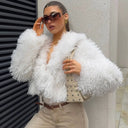Short Coats Women Faux Fur Jackets Turn Down Collar Coat Casual Thick Warm Y2k Streetwear Jacket Elegant Work Autumn Winter