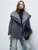2025 Winter Real Fox Fur Coat Women Female Natural Fur Cashmere Wool Jacket Woolen Luxury Jacket Outwear