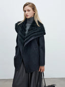 2025 Winter Real Fox Fur Coat Women Female Natural Fur Cashmere Wool Jacket Woolen Luxury Jacket Outwear