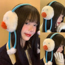 49ME Furry Plush Cartoon Earmuffs for Cold Weather Outdoor Winter Activity Ear Cover Snowman Ear Protectors for Student
