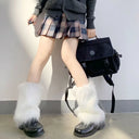 Fashion Faux Fur Furry Leg Warmers 40cm Japanese Style Lolita Boots Cover Soft Y2K Knee High Girls Socks Spicy Girls