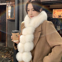 〔Funny〕Long Faux Fox Fur Scarf Women Winter Warm Soft Furry Scarves Casual Lady Outdoor Neck Warmer Collar