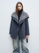 2025 Winter Real Fox Fur Coat Women Female Natural Fur Cashmere Wool Jacket Woolen Luxury Jacket Outwear
