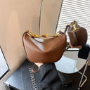 Elegant Burgundy Handbags For Lady Twisted Gold Metal Handle Soft Leather Shoulder Cross Body Hobo Purse For Daily Wedding Party