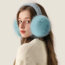 Women Winter Earmuffs Blue Fur Furry Outdoor Cycling Skiing Windproof Keep Warm Ear Covers Folding Soft Cute Plush Ear Cover