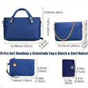 Fashion Embossed 4Pcs Women Handbag Set PU Tote Shoulder Bag Wallet Purse With Bear Pendant Daily Bags