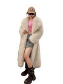 New Colorful Fahionable Faux Fur Mongolian Jacket Long Tailored Collar Plush Winter Coat for Women Elegant Loose Fit Outerwear