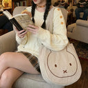 New Trendy Cute Kawai Miffy Fur Large Capacity Shoulder Totter Bag Stylish Shopping Bag for Girls Fall Winter Multi-Purpose
