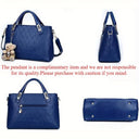 Fashion Embossed 4Pcs Women Handbag Set PU Tote Shoulder Bag Wallet Purse With Bear Pendant Daily Bags