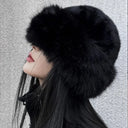 Fashion Faux Fox Fur Thicken Warm Hats for Women Lady Windproof Russian Hat Ear Protection Bonnet Caps Winter Warm Snow Ski Cap