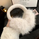 Women Winter Earmuffs Blue Fur Furry Outdoor Cycling Skiing Windproof Keep Warm Ear Covers Folding Soft Cute Plush Ear Cover