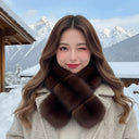 Skin Friendly Winter Faux Fur Scarf Windproof Soft Texture Thick Warm Neck Warmer Thermal Insulation Cozy Fit