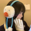 49ME Furry Plush Cartoon Earmuffs for Cold Weather Outdoor Winter Activity Ear Cover Snowman Ear Protectors for Student
