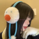 49ME Furry Plush Cartoon Earmuffs for Cold Weather Outdoor Winter Activity Ear Cover Snowman Ear Protectors for Student