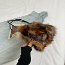 Winter Warm Fox Fur Shoulder Hobo Bags For Women Latest Luxury Designer Purses And Handbags Elegant Evening Bag For Dinner Party