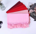 Women High Quality Plain Rabbit Fur Pom Pom Cashmere Shawl Scarf Winter Oversized Pashminas Poncho Hijab Blanket Cachecol