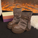 Ankle Boots for Women Cowboy Flats Platform Shoes  Fashion Designer Zipper Winter Gothic Boots New Walking Dress Mujer Botas