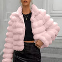 2025 Autumn winter New European American Faux fur Coat Women's Short Stand collar Thick fur Coats Female Warm Parka Overcoat