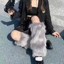 Women Faux Fur Leg Warmers Women Fall Leggings Jk Boots Stocking Girls Lolita Punk Boot Cover Harajuku Fur Foot Warming Cover
