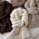 Women's Scarves Autumn Winter Thickened Warm Soft For Girl Comfortable New Sweet Simple Mink Fur Knitted Korean Versatile Scarfs