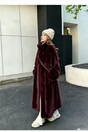 Women Faux Fur Long Coats Jackets Stand Collar Coat Thick Warm Y2k Streetwear Jacket Elegant Work Casual Outerwear Autumn Winter