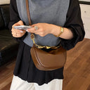 Elegant Burgundy Handbags For Lady Twisted Gold Metal Handle Soft Leather Shoulder Cross Body Hobo Purse For Daily Wedding Party