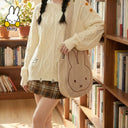 New Trendy Cute Kawai Miffy Fur Large Capacity Shoulder Totter Bag Stylish Shopping Bag for Girls Fall Winter Multi-Purpose