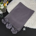 Women High Quality Plain Rabbit Fur Pom Pom Cashmere Shawl Scarf Winter Oversized Pashminas Poncho Hijab Blanket Cachecol