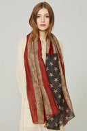 Popular Shawl American Flag Oblong Scarfs Patriotic Stars Pattern Headscarf Muffler Voile Soft Wrap Geometric Stripes Scarf