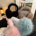 Women Winter Earmuffs Blue Fur Furry Outdoor Cycling Skiing Windproof Keep Warm Ear Covers Folding Soft Cute Plush Ear Cover