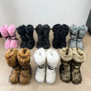 Women's Faux Fur Snow Boots with Side Zipper, Comfortable Warm Booties for Winter Outdoor, Trendy Fashionable Long Footwear
